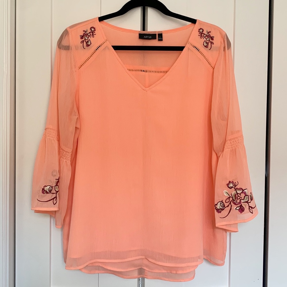 Apt.9 Bell Sleeve Blouse with Roses
